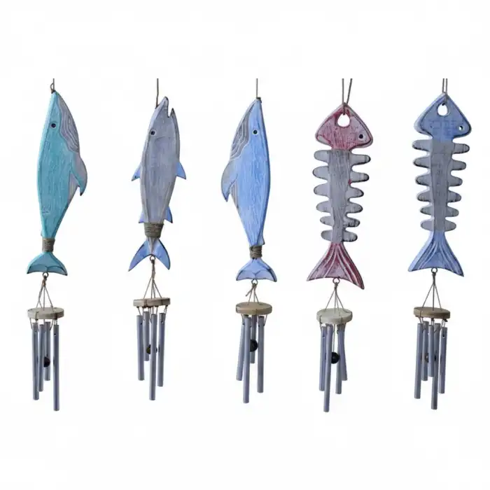 Ahşap Balıklı Metal Çan