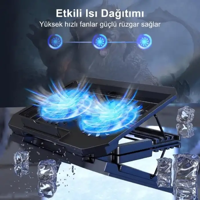 Ayarlanabilir Yükseklik Kademeli Laptop Soğutucu Fan