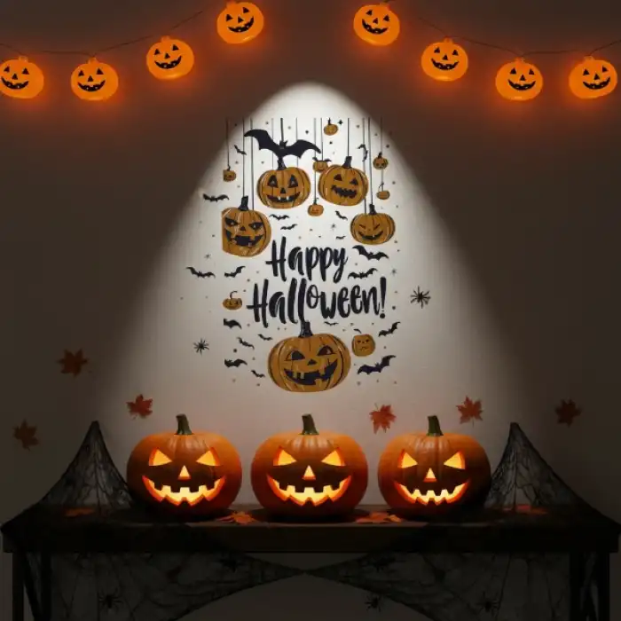 Halloween Temalı Balkabaklı Duvar Sticker Seti