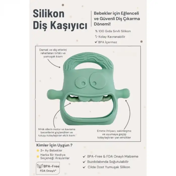 Koyu Yeşil Bebek Silikon Diş Kaşıyıcı