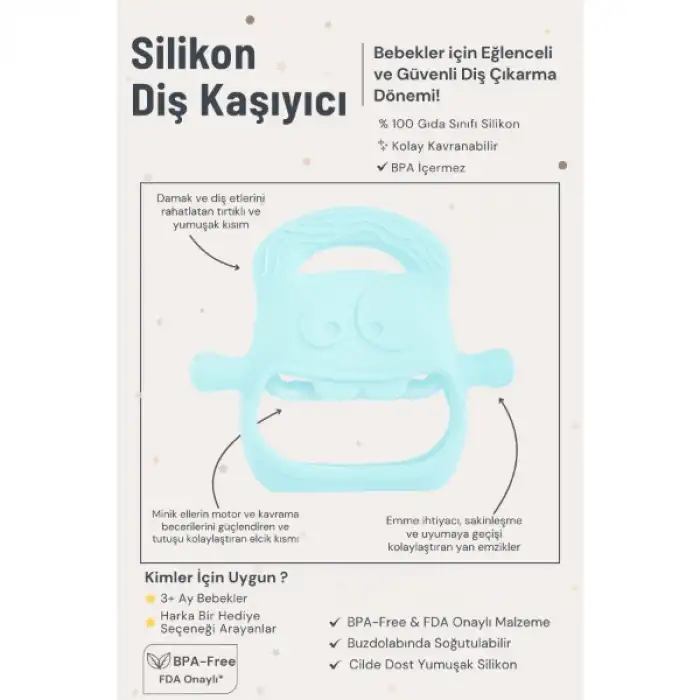 Mavi Bebek Silikon Diş Kaşıyıcı