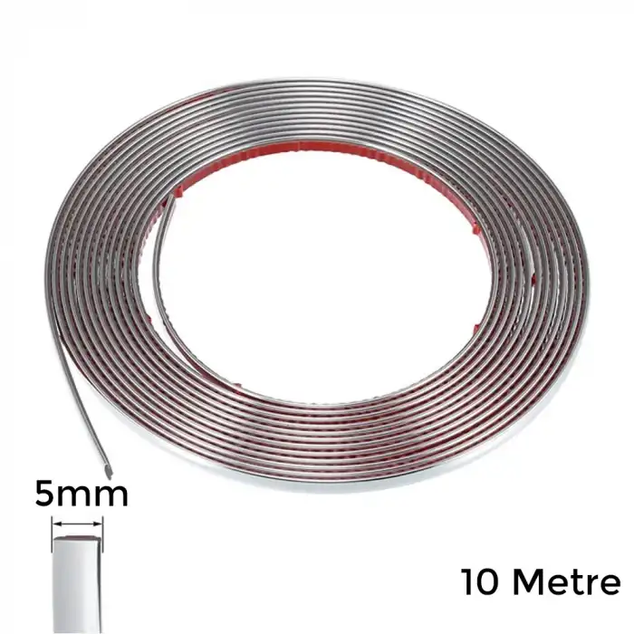 Yapışkanlı Nikelaj Şerit Bant Çıta 5mm 10 Metre Krom