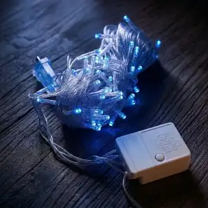 10m 100 Led Damla Uçlu Mavi Işık Şeffaf Kablo