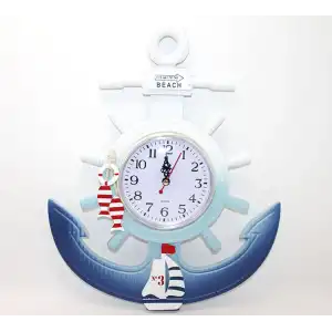 Ahşap Marin Dümenli Ve Çapa Tasarımı Saat Model 1