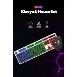 Kablolu Işıklı Gaming Standart Türkçe Q Klavye Ve Mouse Seti