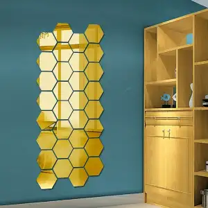 Yapışkanlı Akrilik Gold Ayna Seti 12 Adet