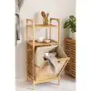 2 Organizer Raflı Ahşap Bambu Çek-Aç Kirli Sepeti