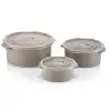 3lü Yuvarlak Mikrodalga Saklama Kabı Seti