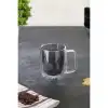 Çift Cidarlı Cam Kupa Gri Renk