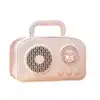 Sevimli Tasarımlı Taşınabilir Radyolu Bluetooth Hoparlör Pembe