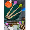 Silikon Uçlu Isıya Dayanıklı Bambu Spatula 3lü Set