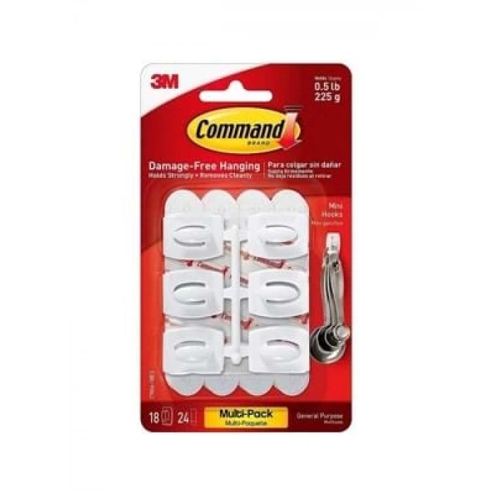 3E Grup - 3m Command İz Bırakmayan Mini Beyaz Askı 6 Lı 17006
