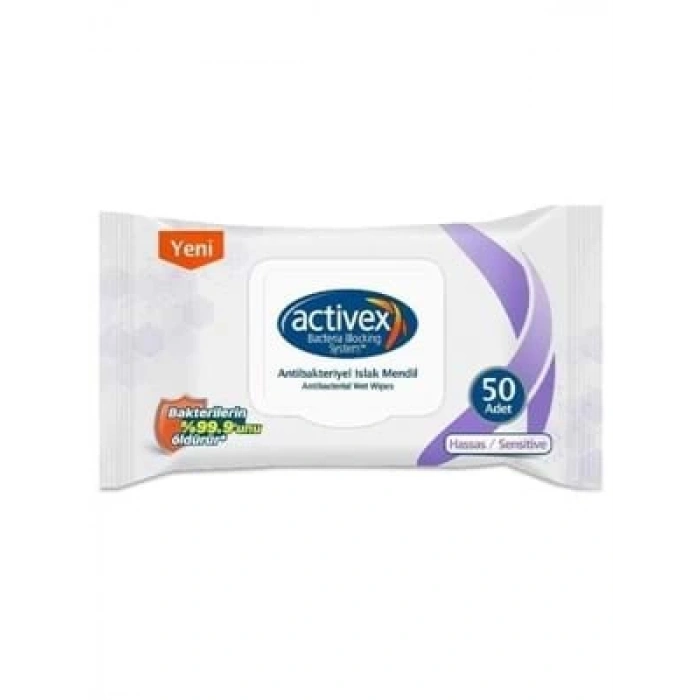 3E Grup - Activex Sensitive Antibakteriyel Islak Mendil 50li