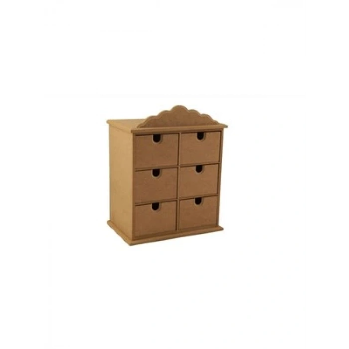 3E Grup - Aka Ahşap 23x15x26 Cm 6 Çekmeceli Kutu Kt 67