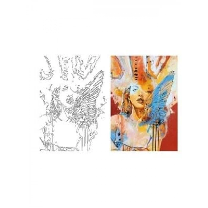 3E Grup - Aka Sanat 50x70 Çizilmiş Tuval Kelebek Mdr5070004