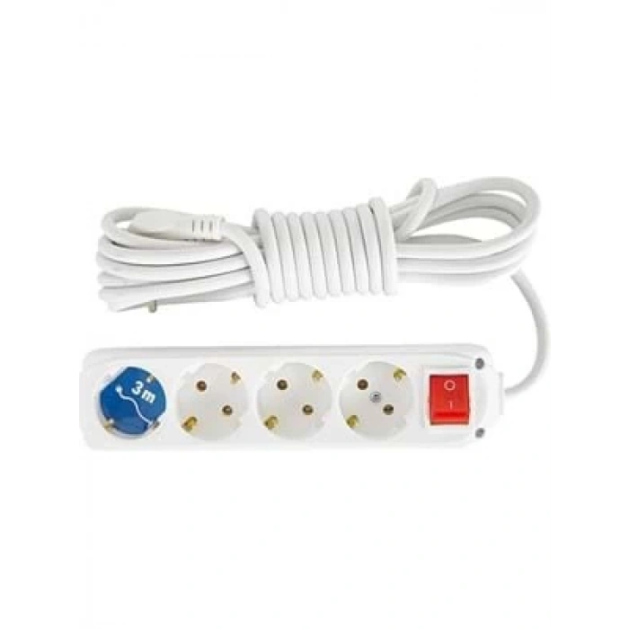 3E Grup - Almera 4lü Anahtarlı 3 Metre Topraklı Grup Priz