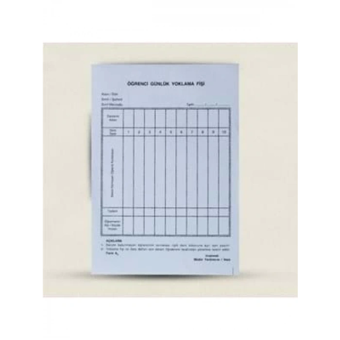 3E Grup - Altınyıldız 8 Ders Öğrenci Yoklama Kağıdı