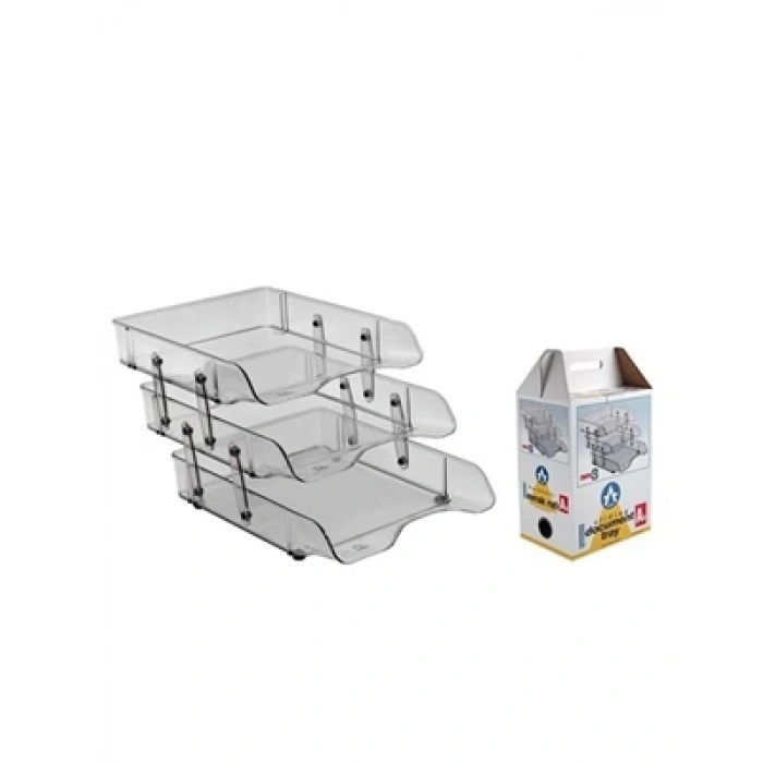 3E Grup - Ark Hareketli Şeffaf 3 Lü Evrak Rafı 2083