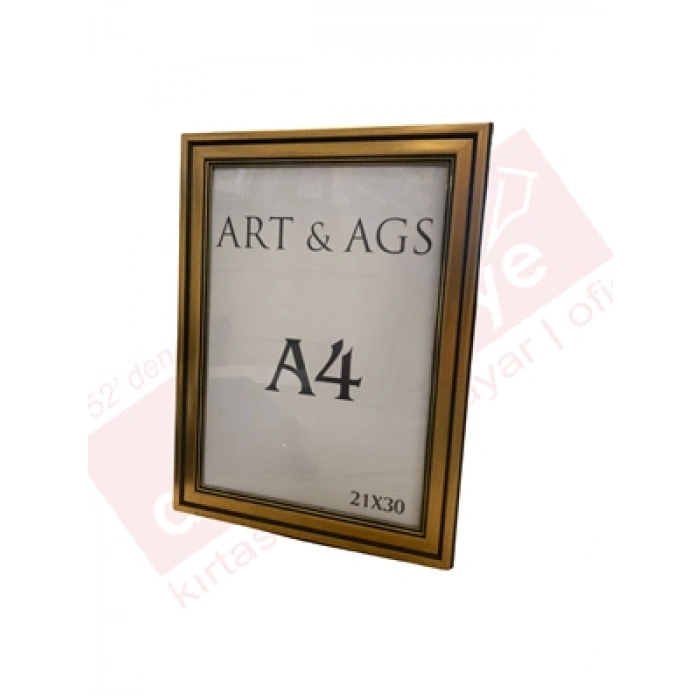 3E Grup - Art&ags A4 35 Mm Ahşap Görünümlü Çerçeve Yaldızlı Altın