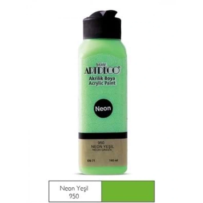 3E Grup - Artdeco 140 Ml Akrilik Boya Neon Yeşil 70r-950