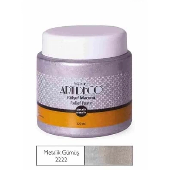3E Grup - Artdeco 220 Ml Metalik Rölyef Macunu Gümüş 2222