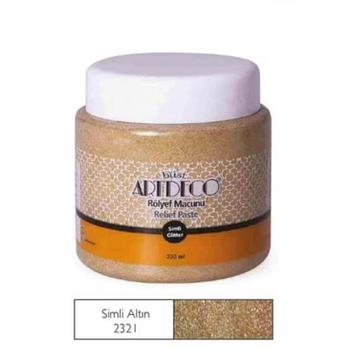 3E Grup - Artdeco 220 Ml Simli Rölyef Macunu Altın 2321