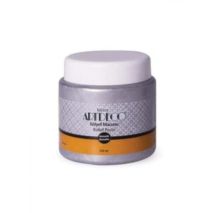 3E Grup - Artdeco 220 Ml Simli Rölyef Macunu Gümüş 2322