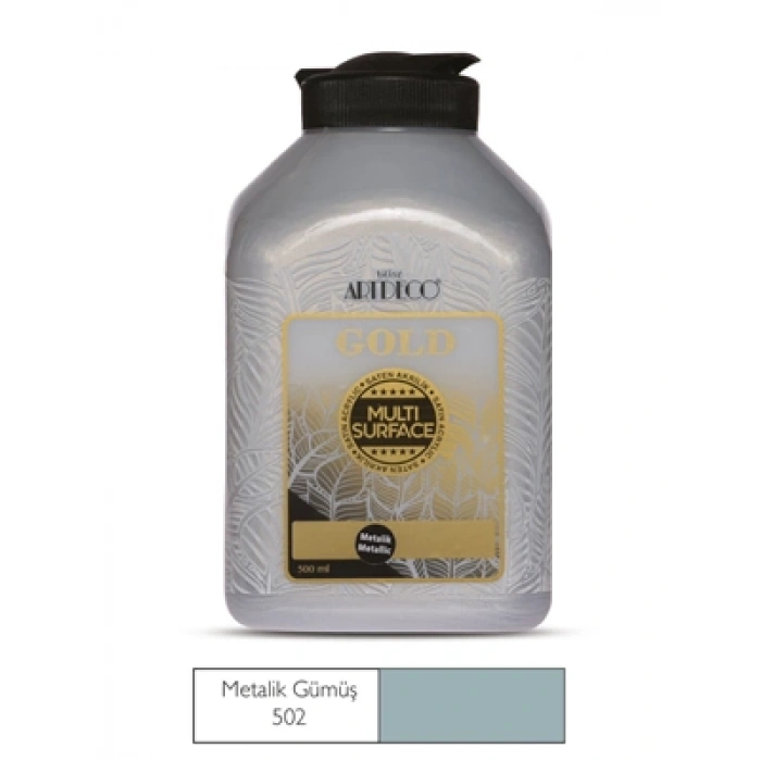 3E Grup - Artdeco 500 Ml Multisurface Metalik Akrilik Boya Gümüş G71l-502