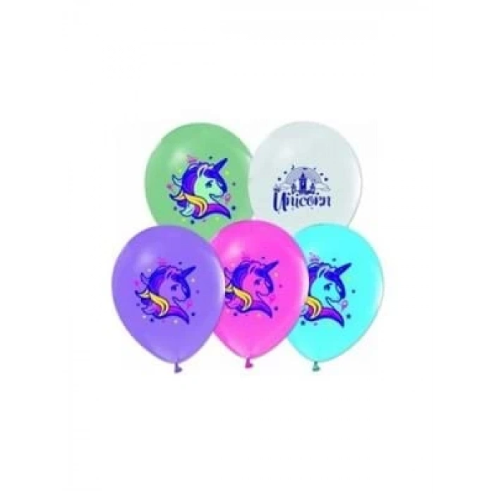 3E Grup - Balonevi Lisanslı Unicorn Baskılı Balon 8li 7962