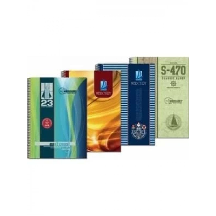 3E Grup - Bayındır Mercury 17x24 Cm Sert Kapak Spiralli Defter Kareli 140 Yp