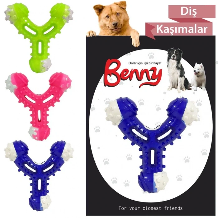 3E Grup - Benny Diş Kaşıma Köpek Oyuncağı Çatal 11 cm Çeşitli Renklerde