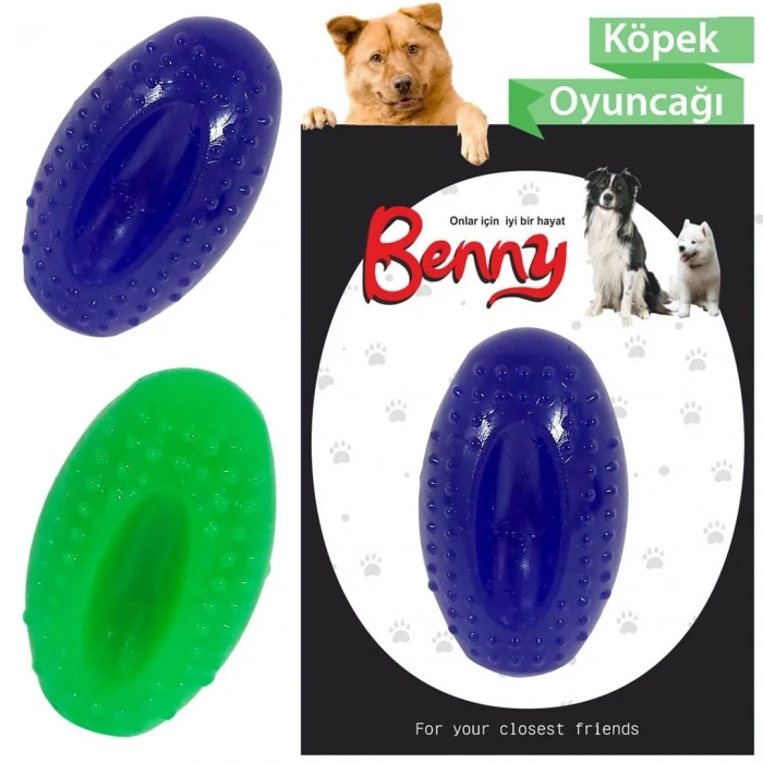 3E Grup - Benny Köpek Oyuncağı Sert Elips Top 8 x 4.5 cm Çeşitli Renklerde
