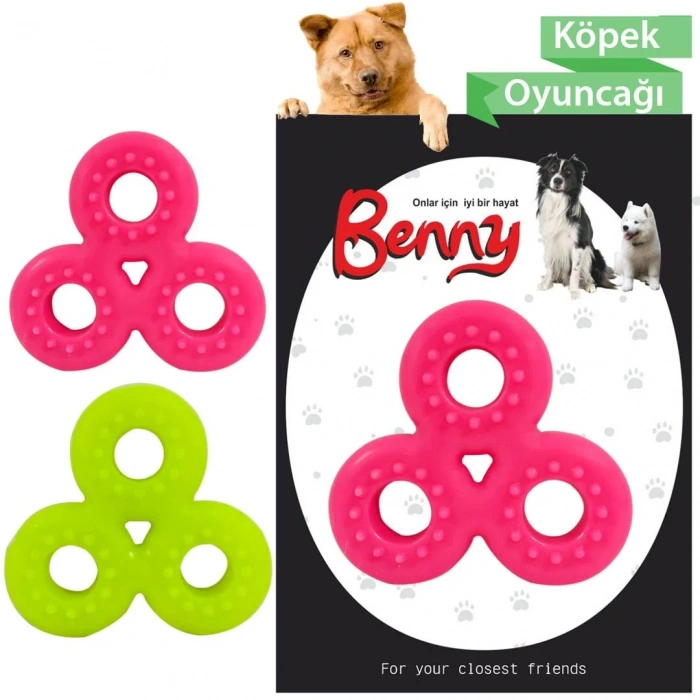 3E Grup - Benny Köpek Oyuncağı Üçlü Halka 9 x 9 cm Çeşitli Renklerde