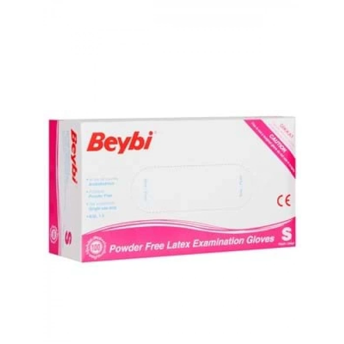 3E Grup - Beybi Lateks Pudrasız Muayene Eldiveni Small Beyaz 100lü