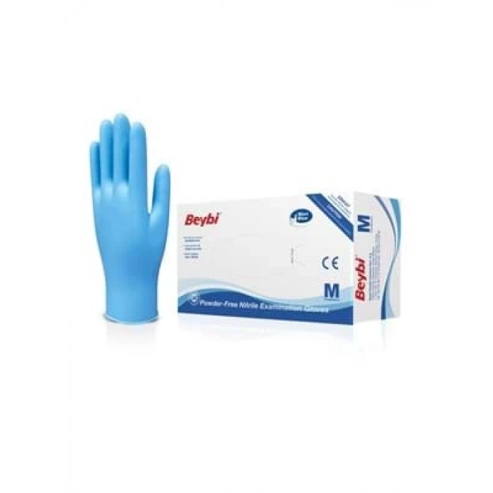 3E Grup - Beybi Nitril Pudrasız Muayene Eldiveni Medıum Mavi 100lü