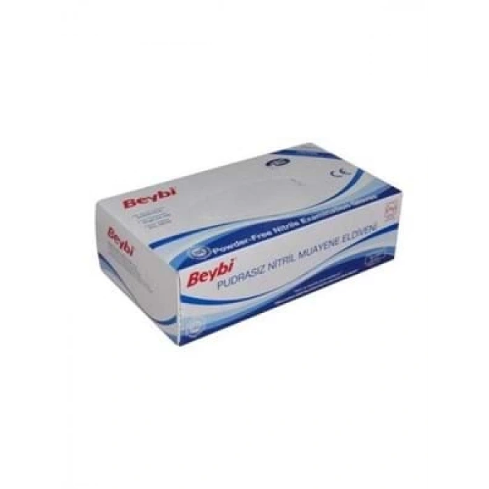 3E Grup - Beybi Nitril Pudrasız Muayene Eldiveni Small Mavi 100lü