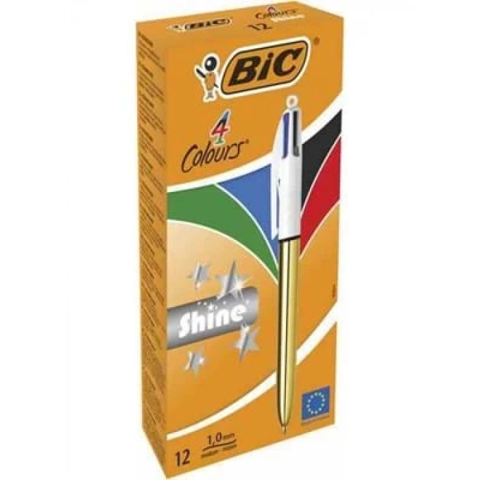 3E Grup - Bic 4 Colours Shine Tükenmez Kalem Altın 982878