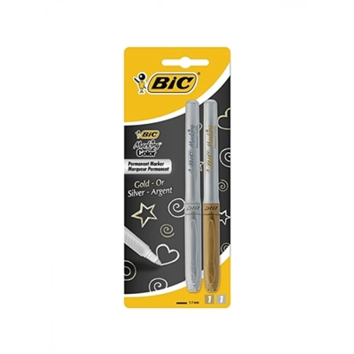 3E Grup - Bic Permanent Marker Kalem Sılver-gold 2 Li 92611