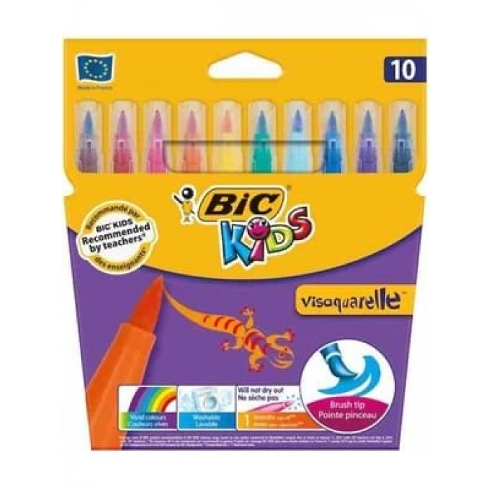 3E Grup - Bic Visa Keçeli Boya Kalemi 10 Lu Fırça Uçlu 8289641