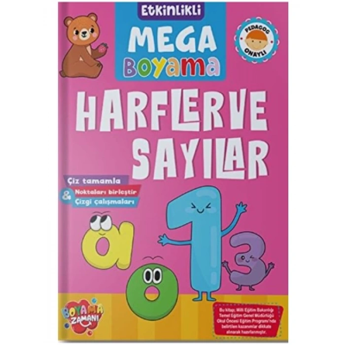 3E Grup - Boyama Zamanı Etkinlikli Mega Boyama - Harfler ve Sayılar - Koloni Kitap
