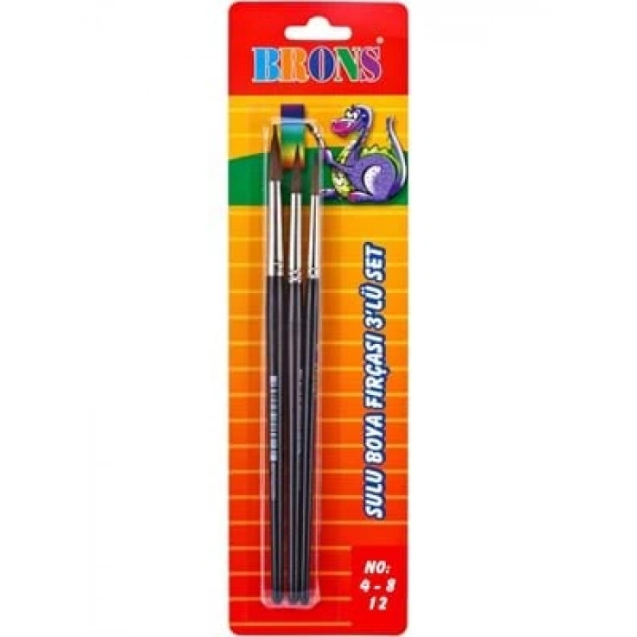 3E Grup - Brons 145 Sulu Boya Fırçası (4-8-12) 3lü Set Br-674