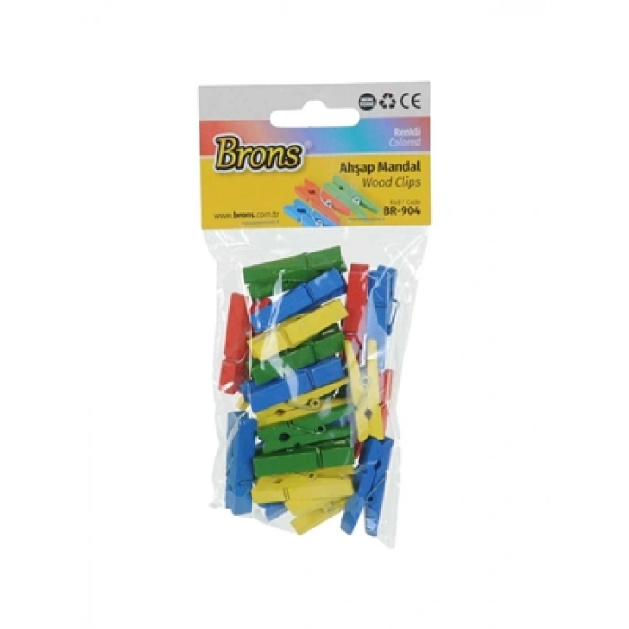 3E Grup - Brons Ahşap Mandal Küçük Boy Renkli Br-904