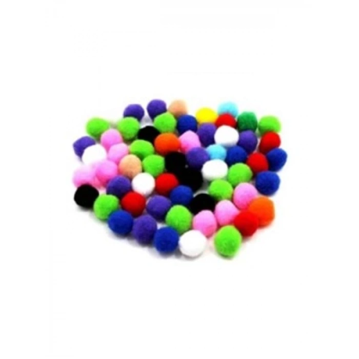 3E Grup - Bubu 1-2-3 Cm Simli Ponpon Renkli Karışık 80li Hs0026