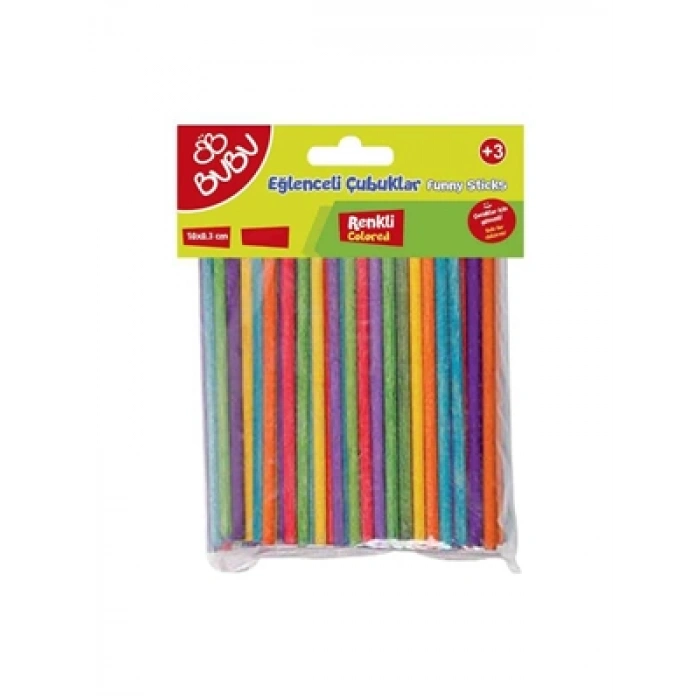 3E Grup - Bubu 10x0.3 Cm Renkli Eğlenceli Çubuklar 24lü Hs0021