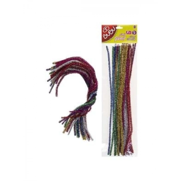3E Grup - Bubu 30 Cm Simli Şönil Renkli 25li Bu-bu00106