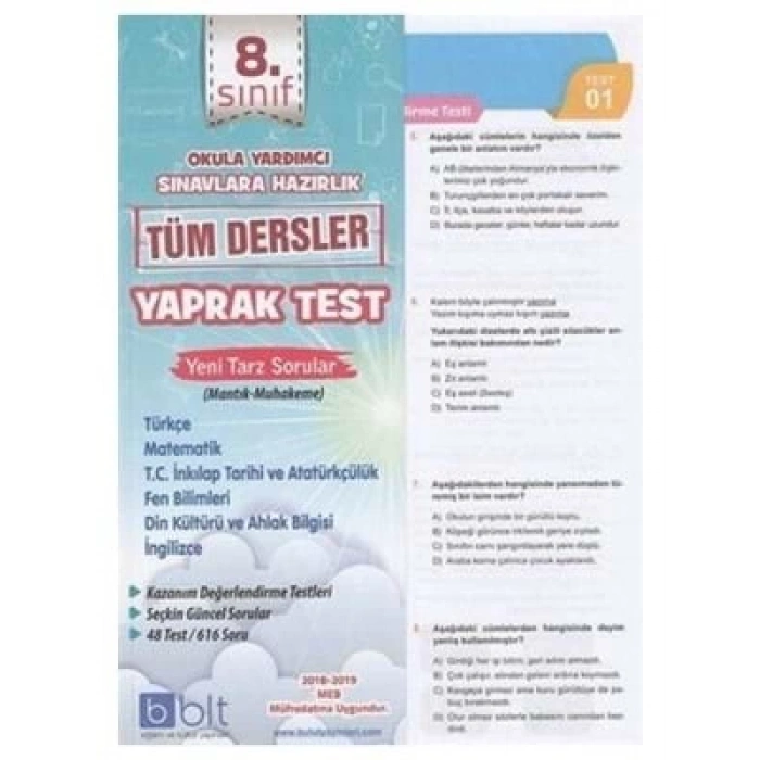 3E Grup - Bulut Yay.-8.sınıf Tüm Dersler Yaprak Test 2425