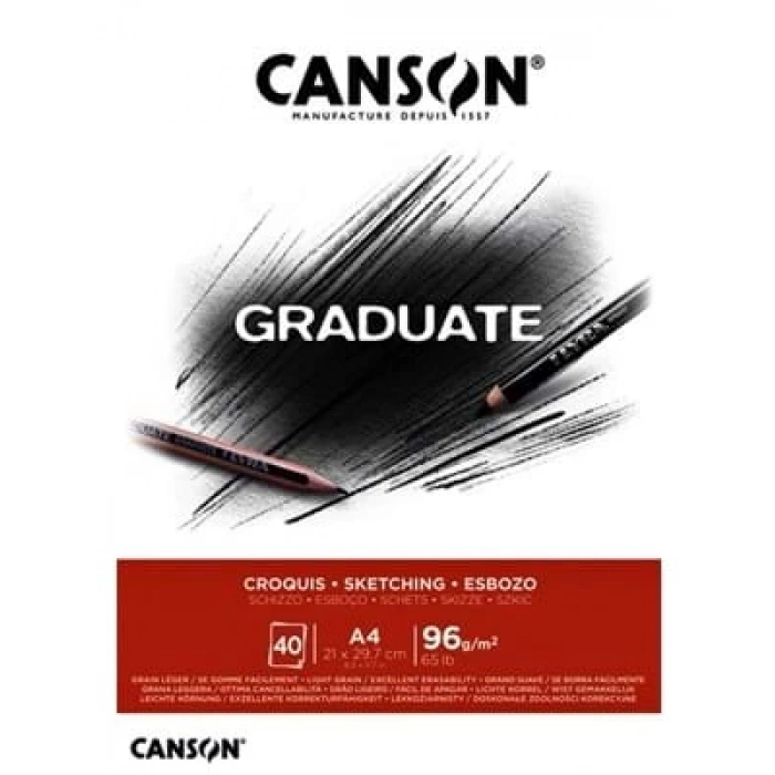 3E Grup - Canson Graduate A4 96 Gr 40yp Çizim Sketch Defter Cangrad 400127604