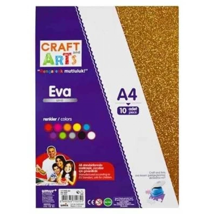 3E Grup - Craft And Arts A4 Simli Eva 10lu Karışık Renk U1140s