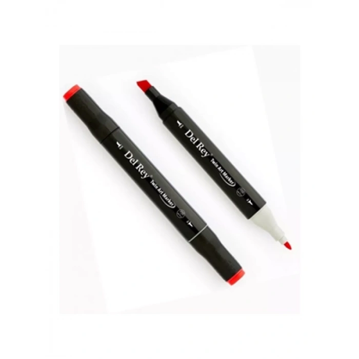 3E Grup - Del Rey Twin Çift Uçlu Marker Kalem R13 Scarlet