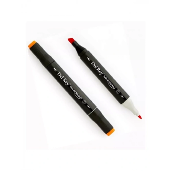 3E Grup - Del Rey Twin Çift Uçlu Marker Kalem R14 Vermillion